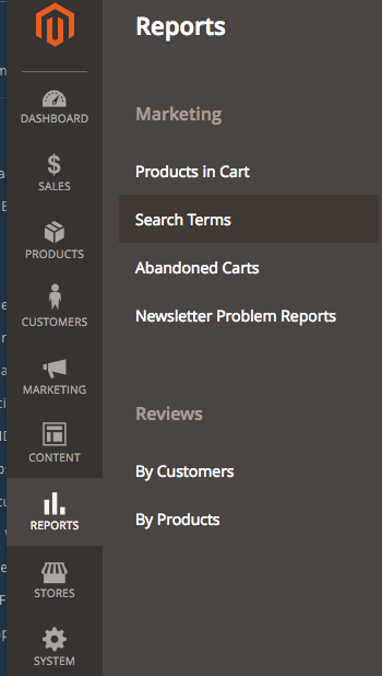 magneto 2 reports menu